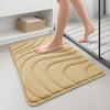 Lot de 2 Tapis de Bain Antidérapant microfibre motif ondulé 60x90cm beige - vuunut.com