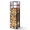 Range bûche vertical télescopique pour cheminée avec étagère de MDF 45x32x170cm acier noir - vuunut.com