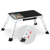 Marche pied pliable en acier portable 3 hauteurs reglables plateforme antiderapante 38x26cm blanc - vuunut.com