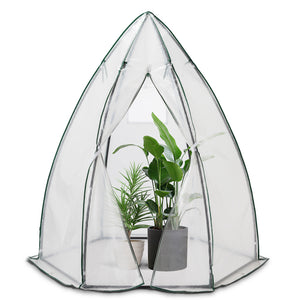 Serre de jardin hivernage dome avec bache PE 160x160x180cm Blanc - vuunut.com