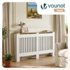 Cache radiateur en MDF avec lattes et etagere 152×19×82 cm Blanc Chêne - vuunut.com