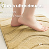 Lot de 2 Tapis de Bain Antidérapant microfibre motif ondulé 60x90cm beige - vuunut.com