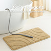 Lot de 2 Tapis de Bain Antidérapant microfibre motif ondulé 60x90cm beige - vuunut.com