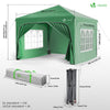 Tonnelle de jardin Arquee 3x3m Pliable avec porte et fenetre amovible vert - vuunut.com