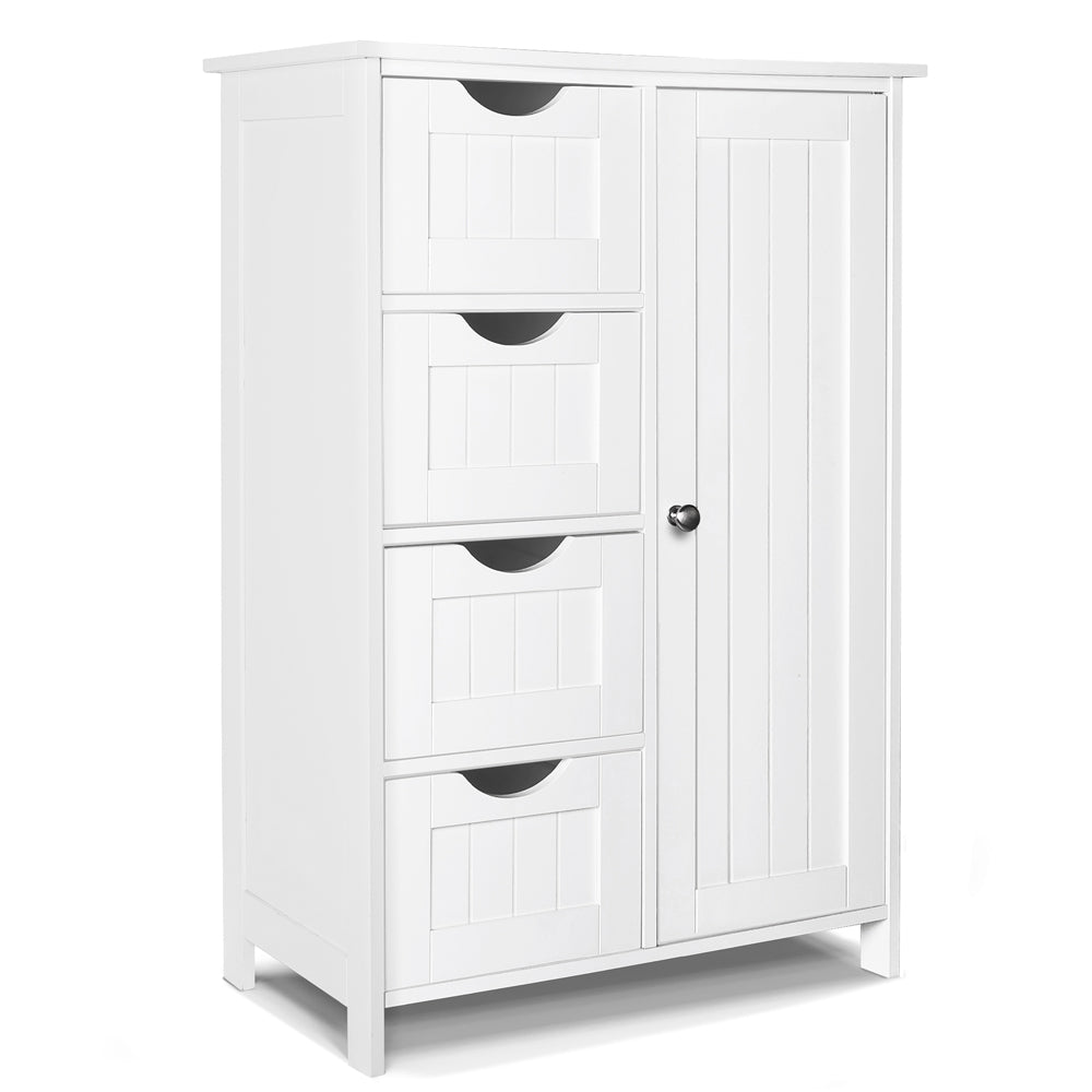 Meuble de salle de bain rangement 4 tiroirs 1 porte 82x55x30cm blanc - vuunut.com