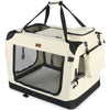 Sac transport pliable chien chat caisse cage portable 82x60x60cm beige - vuunut.com