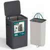 Panier a linge 1 compartiment et sac amovible auto ajustant avec couvercle 90L Anthracite - vuunut.com