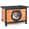 Maison pour Chat en bois avec toit bitumé et entrée en forme d'oreilles de chat - vuunut.com