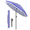 Parasol de jardin 2m avec ancrage sol et sac de transport Bleu blanc - vuunut.com