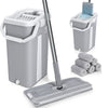 Balai microfibre et Seau Essoreur avec 6 serpillères Réutilisables Balai Plat Double compartiment gris - vuunut.com