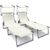 Transat pare soleil Textilene et range magazine Lot de 2 pcs Beige - vuunut.com