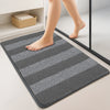 Lot de 2 Tapis de Bain Antidérapant chenille microfibre 60x90cm gris - vuunut.com