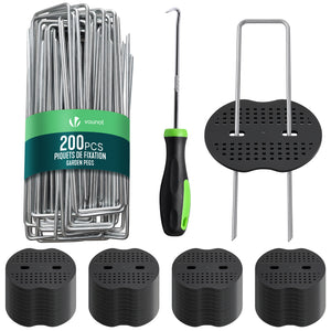 Lot de 200 piquets de fixation U 150x30mm avec 100 Rondelles de fixation plastique - vuunut.com