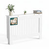 Cache radiateur en MDF avec lattes et etagere 111×19×82 cm Blanc - vuunut.com