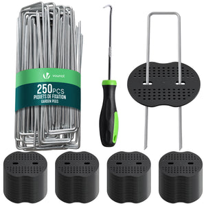 Lot de 250 piquets de fixation U 150x30mm avec 125 Rondelles de fixation plastique - vuunut.com