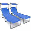 Transat pare soleil Textilene et range magazine Lot de 2 pcs Bleu - vuunut.com