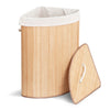 Panier a linge en bambou d’angle avec couvercle 58L - vuunut.com