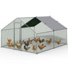 Enclos poulailler en metal galvanise et grillage avec bache PE 300x300x200cm - vuunut.com