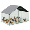 Enclos poulailler en metal galvanise et grillage avec bache PE 300x200x200cm - vuunut.com