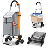 Chariot de course pliable monte escalier aluminium avec crochets gris - vuunut.com