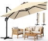 Parasol deporte inclinable Premium carre avec housse protection 3x3m Roma beige - vuunut.com
