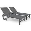 Lot de 2 Bain de soleil transat aluminium en textilene 190x62x31cm gris - vuunut.com