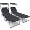 Transat pare soleil Textilene et range magazine Lot de 2 pcs Noir - vuunut.com
