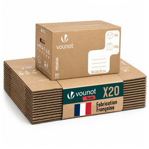 Lot de 20 cartons de demenagement stockage 45L Fabrique en France 50x30x30cm - vuunut.com