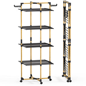 Sechoir a linge vertical tour etendoir pliable 4 niveaux 99x69x175.5 cm style bois noir - vuunut.com