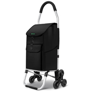 Chariot de courses pliable monte escalier aluminium noir - vuunut.com