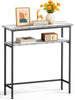 Console table 2 niveaux style industriel en metal et MDF 80x24x80 cm Blanc - vuunut.com