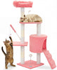 Arbre a chat 112cm multi niveaux Griffoir et niche Rose - vuunut.com