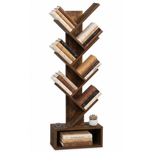 Bibliotheque Arbre etagere a Livres 38x19x113cm Marron Rustique - vuunut.com