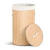 Panier a linge en bambou rond avec couvercle 58L - vuunut.com