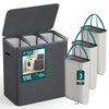 Panier a linge 3 compartiments et sacs amovibles auto ajustant avec couvercle 170L Anthracite - vuunut.com