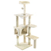 Arbre à Chat 138cm avec Griffoir Plateforme Niche et Capsule Spatiale beige - vuunut.com