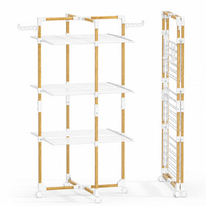 Sechoir a linge vertical tour etendoir pliable 3 niveaux 99x69x135.5 cm style bois blanc - vuunut.com
