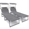 Transat pare soleil Textilene et range magazine Lot de 2 pcs Gris - vuunut.com