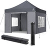 Tonnelle de jardin renforcée 3x3m pliable avec 4 parois et sac de transport a roulette gris - vuunut.com