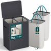 Panier a linge 2 compartiments et sacs amovibles auto ajustant avec couvercle 150L Anthracite - vuunut.com