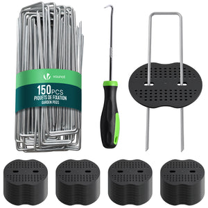 Lot de 150 piquets de fixation U 150x30mm avec 75 Rondelles de fixation plastique - vuunut.com