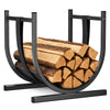 Range Buche Support a bois avec Sangle de Sécurité 41x37x39.5cm en Metal noir - vuunut.com