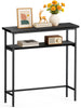 Console table 2 niveaux style industriel en metal et MDF 80x24x80 cm Noir - vuunut.com