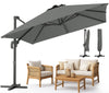 Parasol deporte inclinable Premium carre avec housse protection 3x3m Roma Gris - vuunut.com