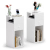 Lot de 2 Table de chevet d’appoint avec tiroir et compartiment 25x30x66cm blanc - vuunut.com