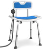 Chaise de douche avec dossier ergonomique a hauteur reglable en aluminum HDPE bleu - vuunut.com