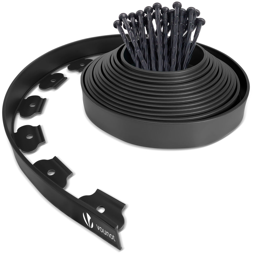 Bordure de jardin plastique flexible 10m avec piquets noir - vuunut.com