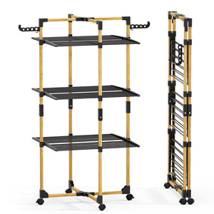 Sechoir a linge vertical tour etendoir pliable 3 niveaux 99x69x135.5 cm style bois noir - vuunut.com