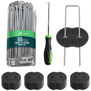 Lot de 50 piquets de fixation U 150x30mm avec 25 Rondelles de fixation plastique - vuunut.com