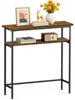 Console table 2 niveaux style industriel en metal et MDF 80x24x80 cm Marron - vuunut.com